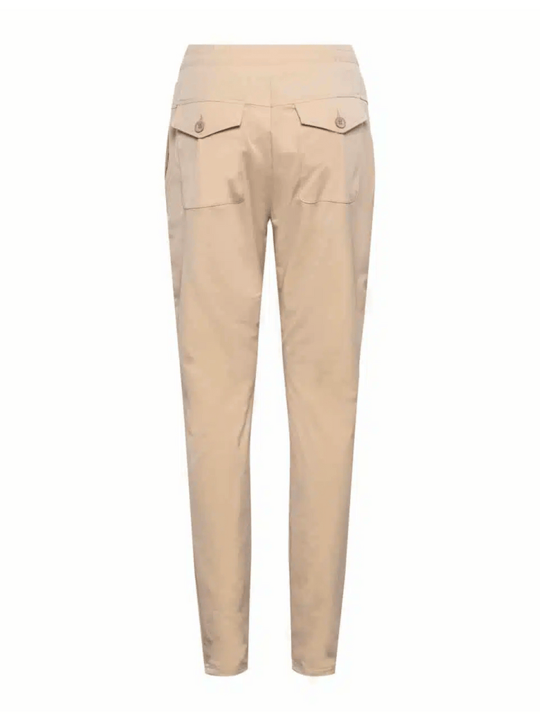 &Co Woman Netherlands Penny Pull On Travel Pant in beige wrinkle free travel pant stretch fabric elastic waistband comfortable stretch Online Stockist &co woman travel wear travel clothing online sydney australia lightweight easy care wardrobe essentials