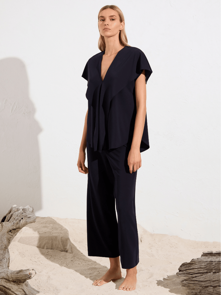 Mela Purdie Nautica Shell in True Navy Powder Knit 8608 Mela Purdie Stockist Online Australia Signature of Double Bay Tops Dresses Elegant Clothing
