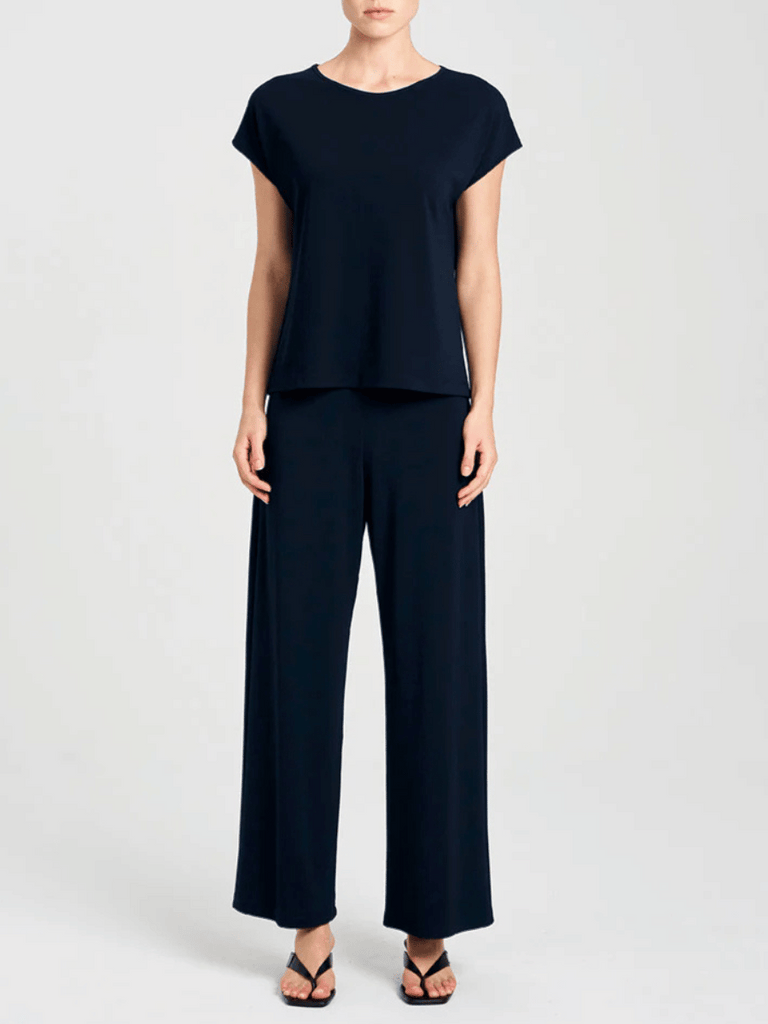 Mela Purdie Cap Sleeve Relaxed Fit Cap Shell Top in True Navy Blue 8365 Mela Purdie Stockist Online Australia Signature of Double Bay Tops Dresses Elegant Clothing