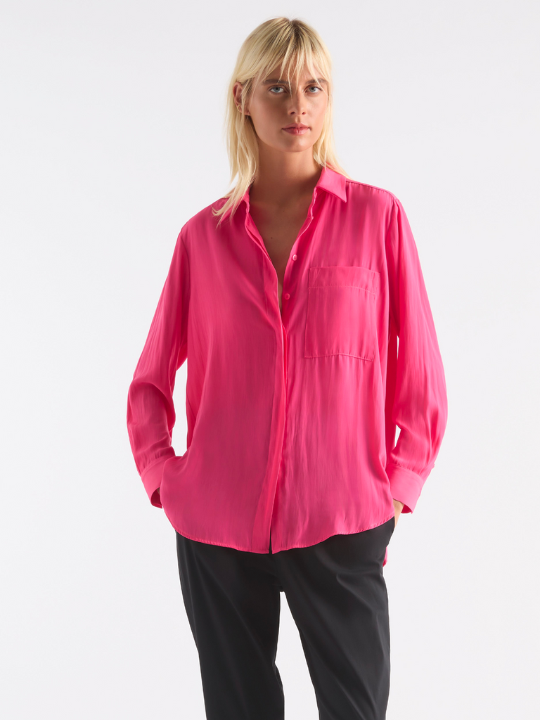 Mela Purdie Single Pocket Shirt in Hibiscus Pink 7741 lightweight womens blouse mela purdie stockist online sydney australia