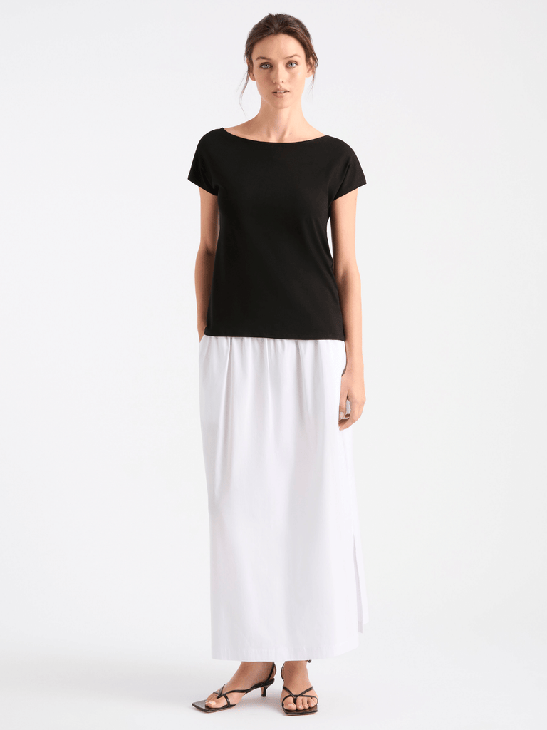 Mela Purdie Boat Neck Short Sleeve Raglan Shell Top in Black 212 Mela Purdie Stockist Online Australia Signature of Double Bay Tops Dresses Elegant Clothing