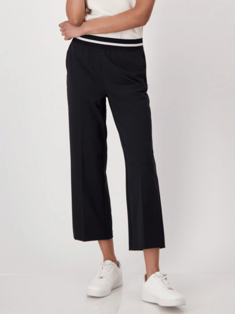 Monari Cropped Straight Leg Elastic Waistband Trouser in Black Discover the Elegant Monari Collection at Signature of Double Bay, Shop Stylish Knitwear, Dresses, and Tops Online from Sydney's Premier Mature Fashion Boutique
