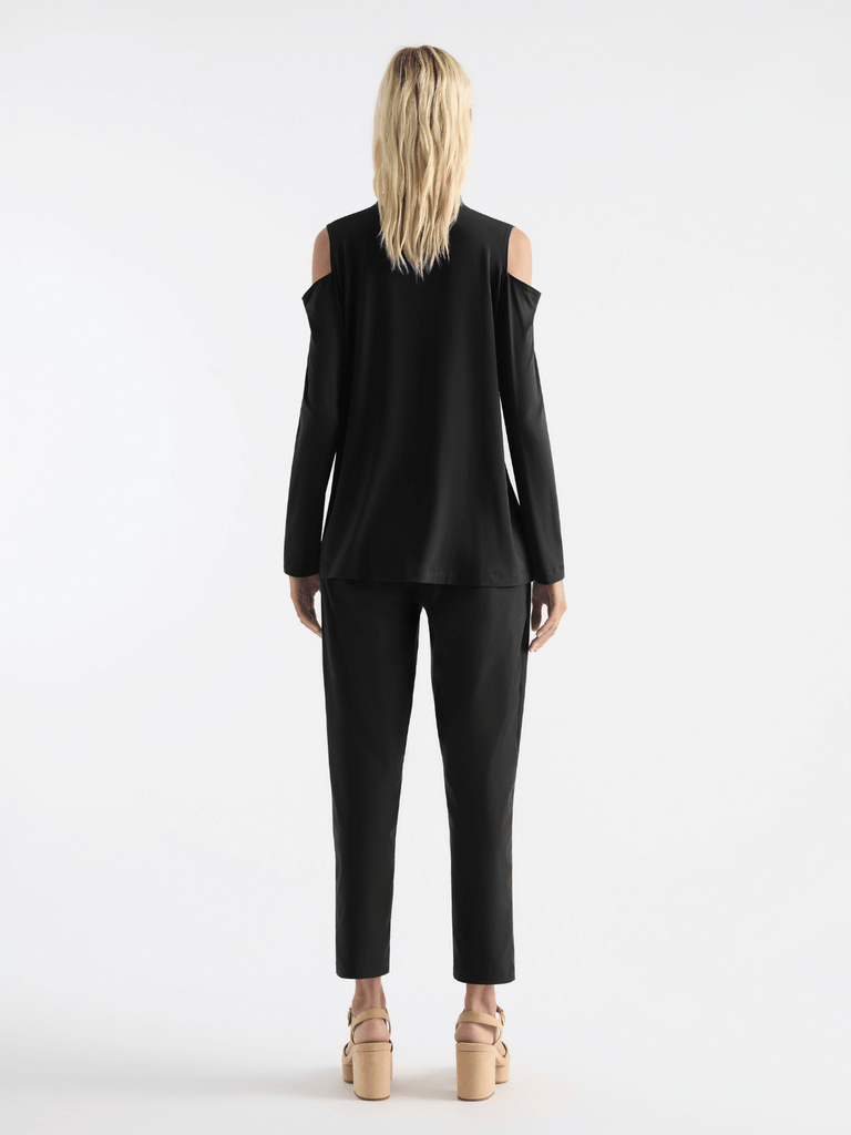 Mela Purdie Long Sleeve Relaxed Fit Cut Out Top in Black 8328 Mela Purdie Stockist Online Australia Signature of Double Bay