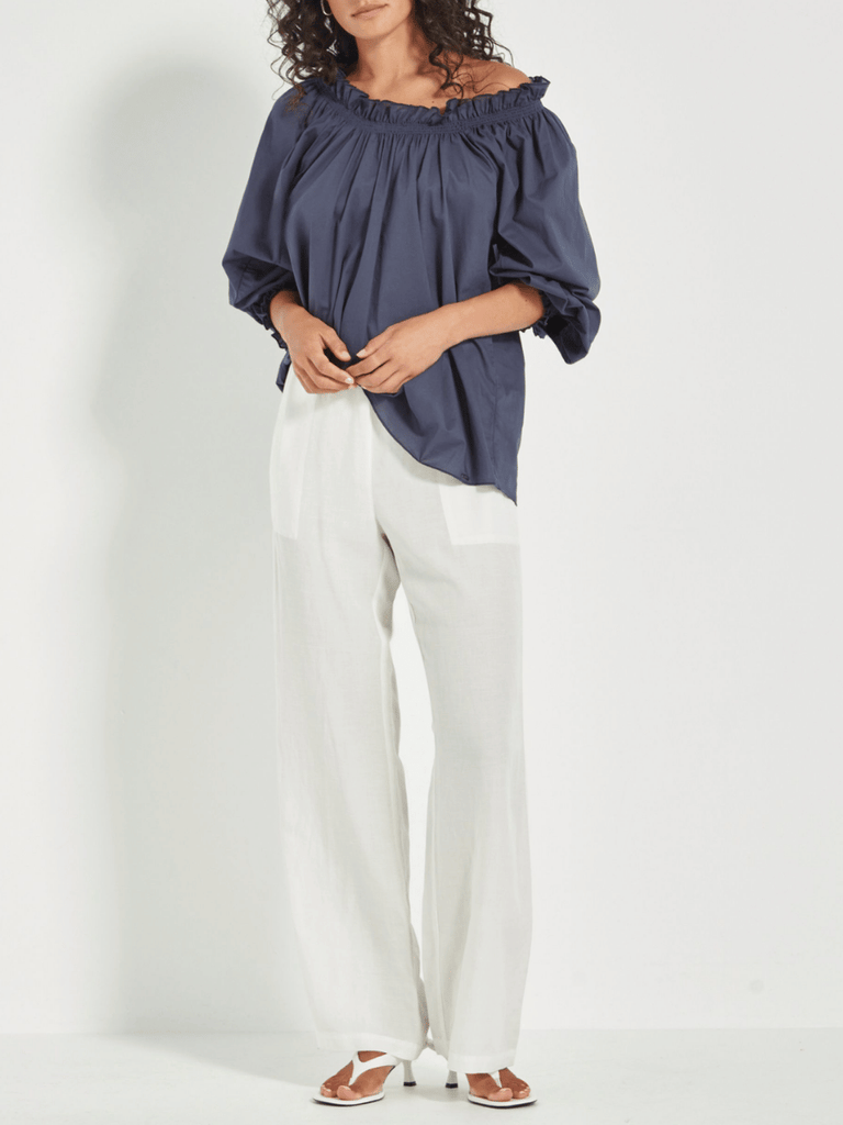 VERGE Sierra Wide Leg Pant in White Verge Stockist Online Australia Signature of Double Bay Mature Fashion Acrobat Flattering