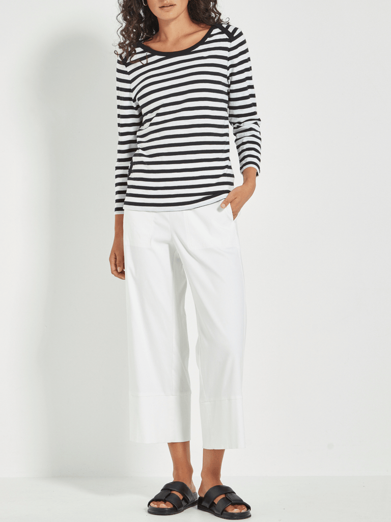 VERGE Horizon Top in Black and White Stripe 9778 Verge Stockist Online Australia Signature of Double Bay Mature Fashion Acrobat Flattering