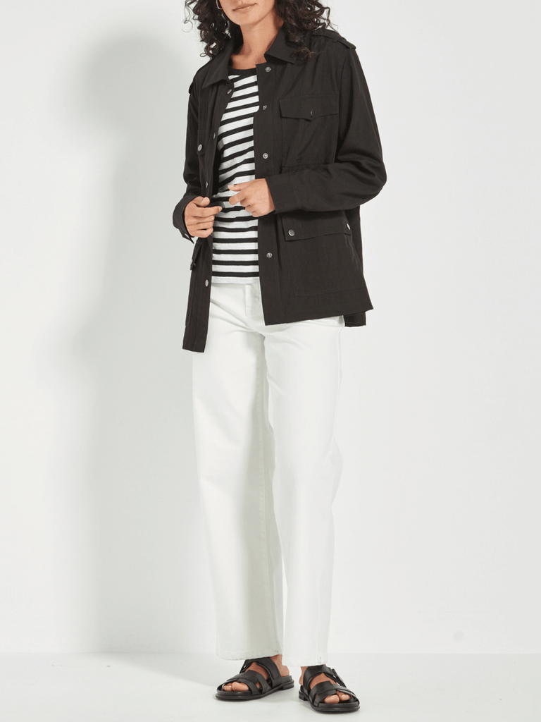 VERGE Horizon Top in Black and White Stripe 9778 Verge Stockist Online Australia Signature of Double Bay Mature Fashion Acrobat Flattering