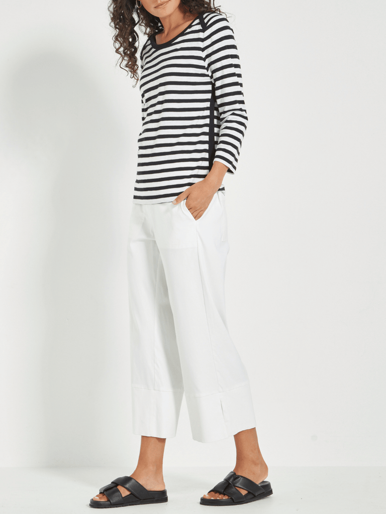 VERGE Horizon Top in Black and White Stripe 9778 Verge Stockist Online Australia Signature of Double Bay Mature Fashion Acrobat Flattering