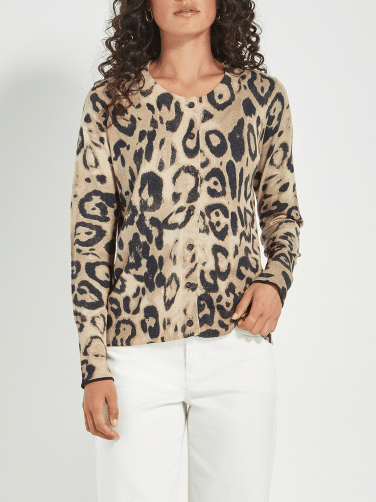 VERGE Mantra Animal Print Button-Through Cotton Cardigan Verge Stockist Online Australia Signature of Double Bay Mature Fashion Acrobat Flattering