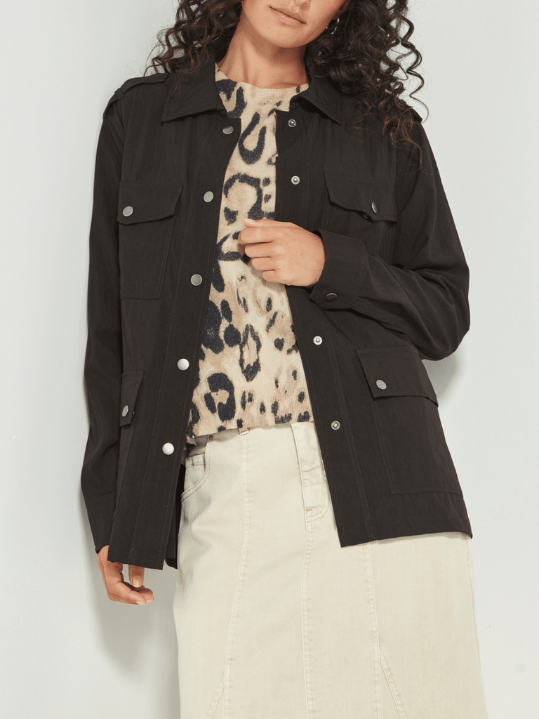 VERGE Outlaw Utility Long Sleeve Jacket in Black Verge Stockist Online Australia Signature of Double Bay Mature Fashion Acrobat Flattering