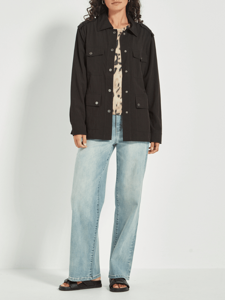 VERGE Outlaw Utility Long Sleeve Jacket in Black Verge Stockist Online Australia Signature of Double Bay Mature Fashion Acrobat Flattering