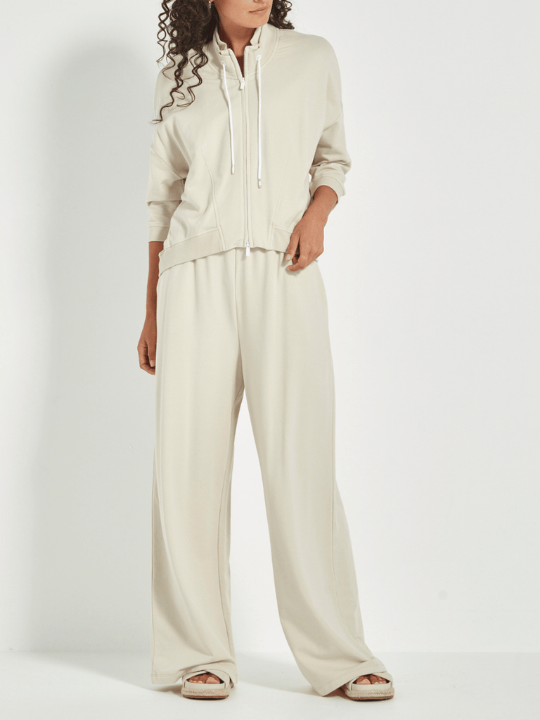 VERGE 3/4 Sleeve Relaxed Fit Downtown Jacket in Cashew Beige Verge Stockist Online Australia Signature of Double Bay Mature Fashion Acrobat Flattering