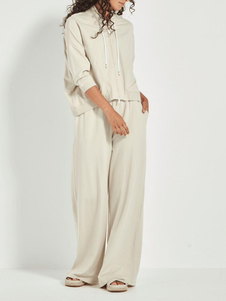 VERGE 3/4 Sleeve Relaxed Fit Downtown Jacket in Cashew Beige Verge Stockist Online Australia Signature of Double Bay Mature Fashion Acrobat Flattering