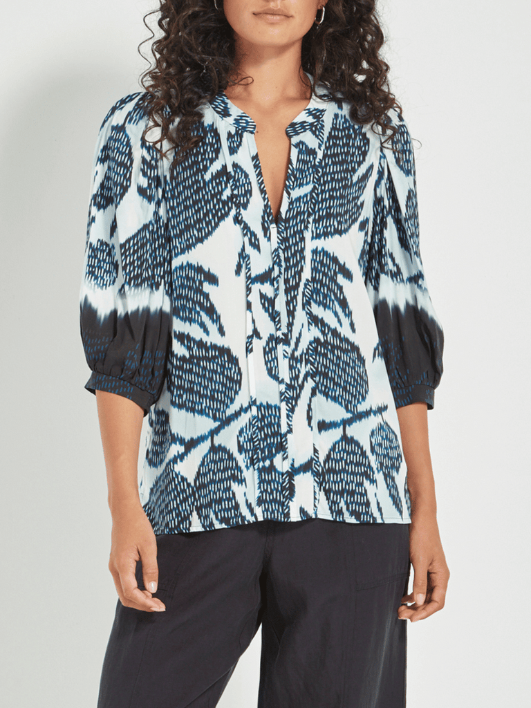 VERGE 3/4 Sleeve Dynasty Print Top Verge Stockist Online Australia Signature of Double Bay Mature Fashion Acrobat Flattering