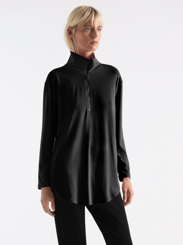Mela Purdie Half Zip Front Long Sleeve Sweater in Black 8319 Mela purdie stockist sydney australia