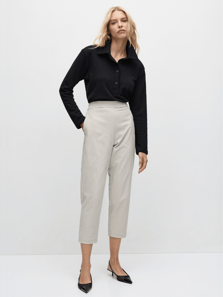 Mela Purdie Tapered Flat Pant in Stone 1831 Mela Purdie Stockist Online Australia Signature of Double Bay Tops Dresses Elegant Clothing
