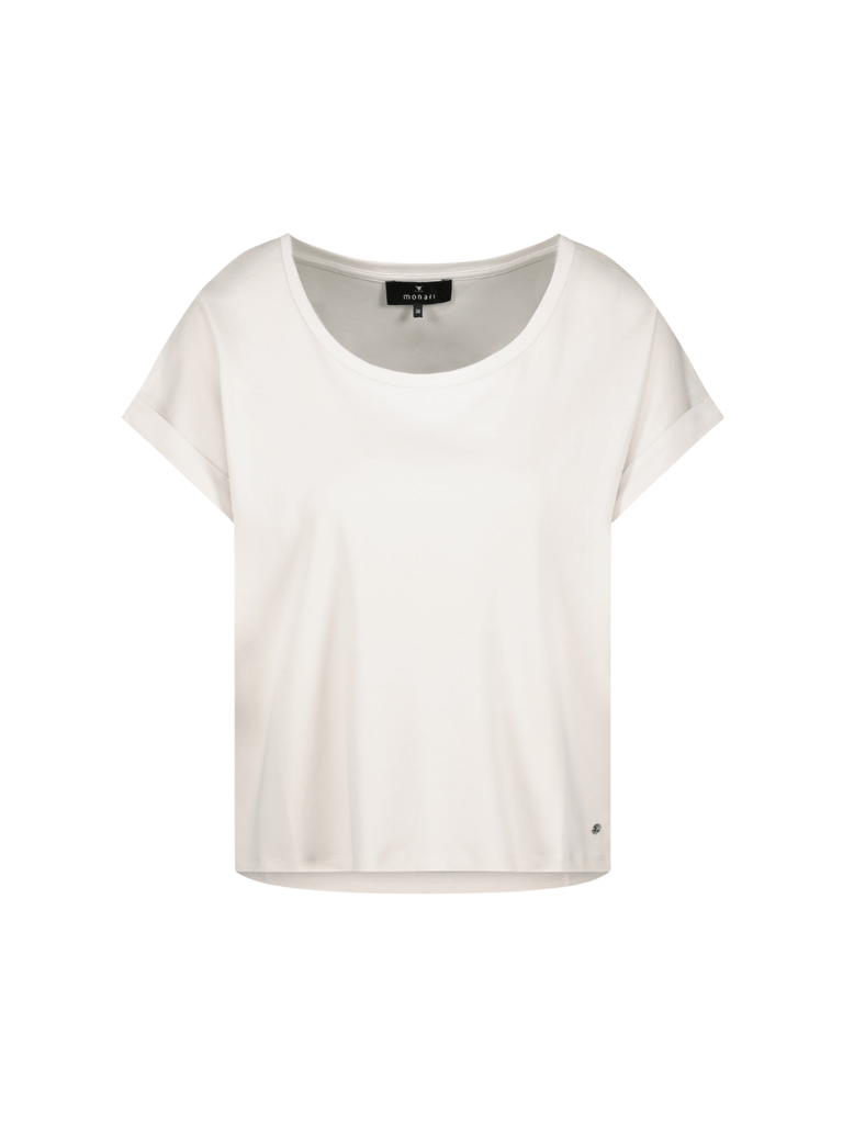 Monari Short Sleeve Relaxed Fit T-Shirt in Seashell Beige Discover the Elegant Monari Collection at Signature of Double Bay, Shop Stylish Knitwear, Dresses, and Tops Online from Sydney's Premier Mature Fashion Boutique