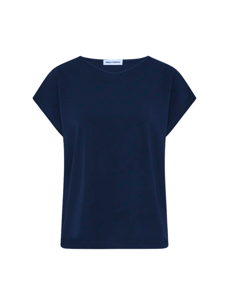 Mela Purdie Cap Sleeve Relaxed Fit Cap Shell Top in True Navy Blue 8365 Mela Purdie Stockist Online Australia Signature of Double Bay Tops Dresses Elegant Clothing