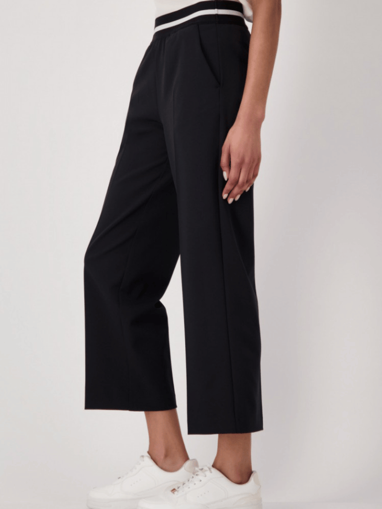 Monari Cropped Straight Leg Elastic Waistband Trouser in Black Discover the Elegant Monari Collection at Signature of Double Bay, Shop Stylish Knitwear, Dresses, and Tops Online from Sydney's Premier Mature Fashion Boutique