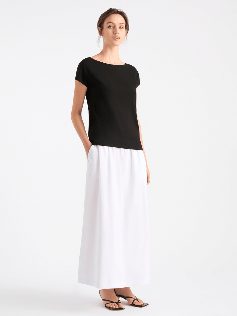 Mela Purdie Boat Neck Short Sleeve Raglan Shell Top in Black 212 Mela Purdie Stockist Online Australia Signature of Double Bay Tops Dresses Elegant Clothing