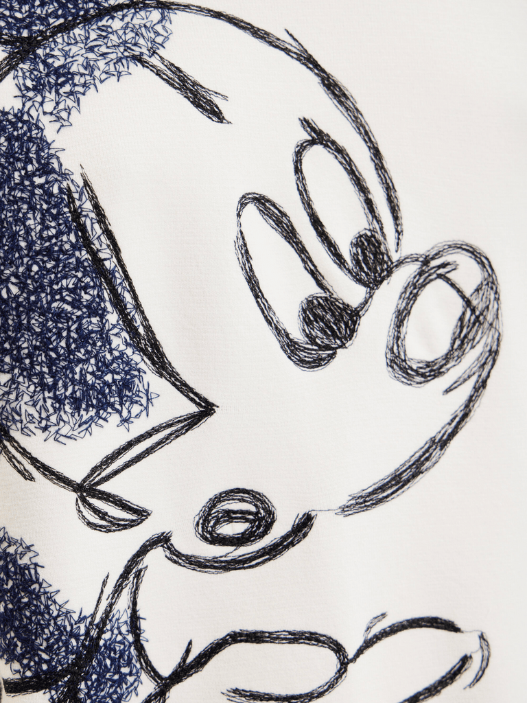 Desigual Mickey Mouse Embroidered Pullover in Cream Shop Desigual Stockist Online Australia Signature of Double Bay Fashion