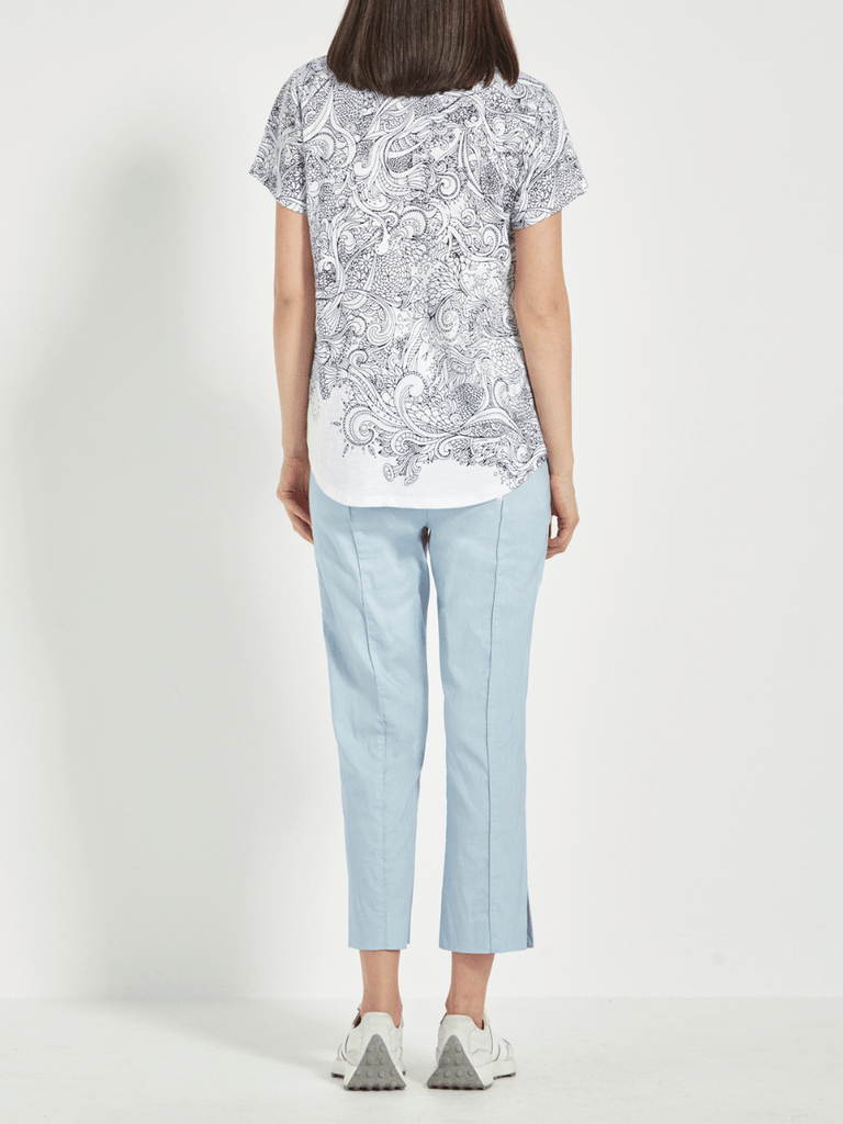 VERGE&nbsp; Acrobat 7/8 Pant in Chambray Light Blue 5681 Verge Stockist Online Australia Signature of Double Bay Mature Fashion Acrobat Flattering