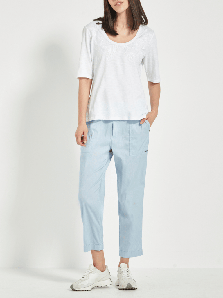VERGE Acrobat Essex Ankle-Length Pant in Chambray Light Blue 5621 Verge Stockist Online Australia Signature of Double Bay Mature Fashion Acrobat Flattering