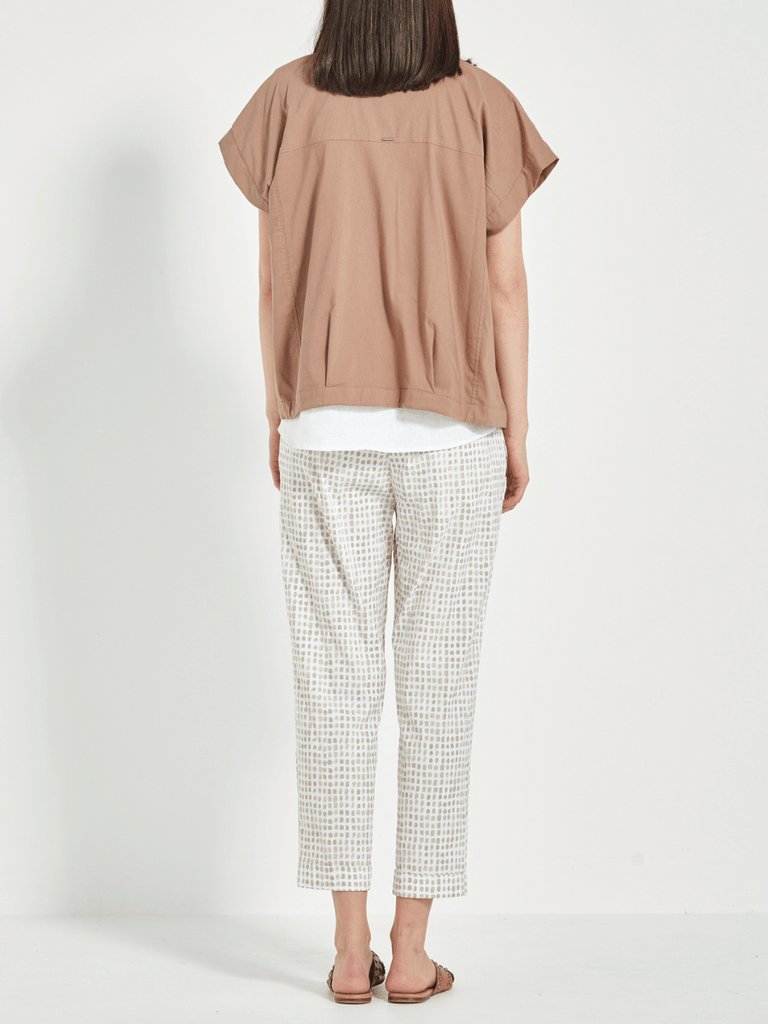 VERGE Acrobat Ankle-Length Essex Tile Pant in Beige Bark Print 9871 Verge Stockist Online Australia Signature of Double Bay Mature Fashion Acrobat Flattering