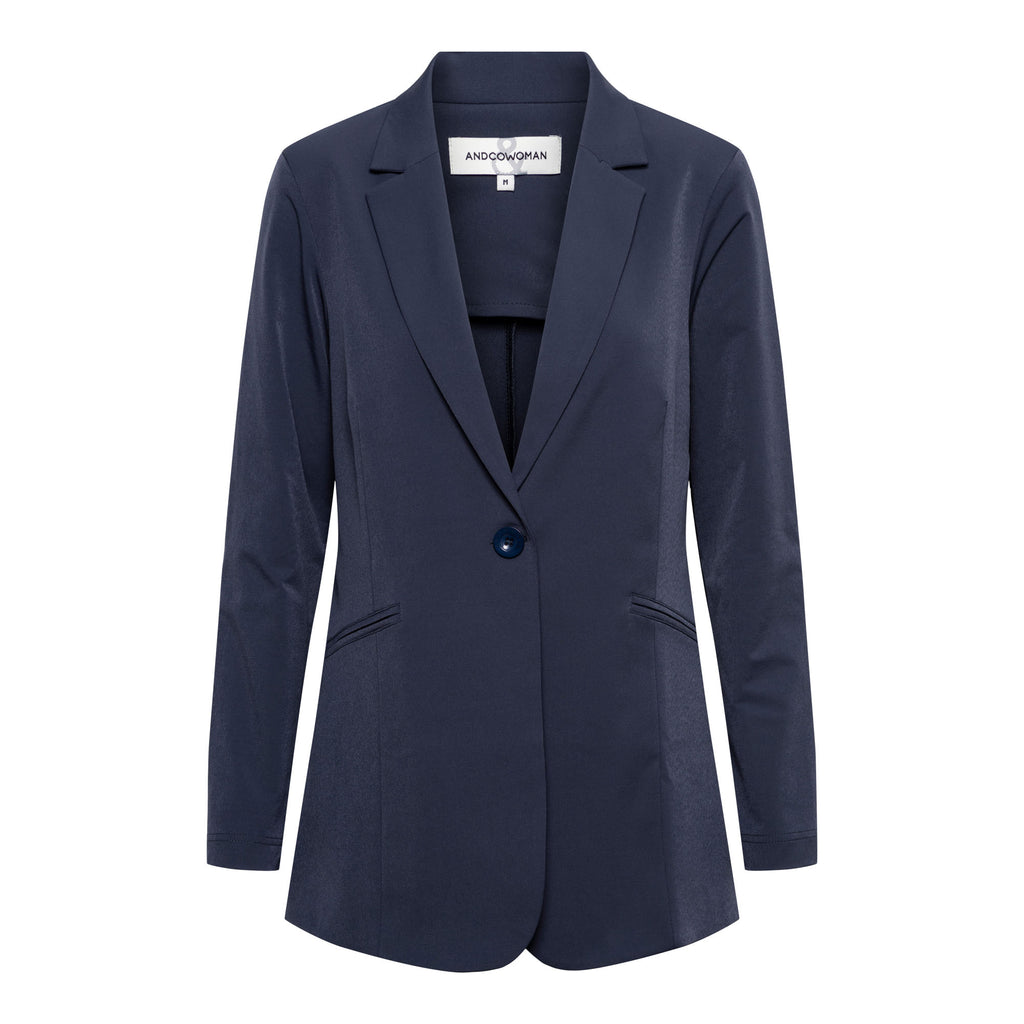 Philana Single Button Travel Jacket in Navy Online Stockist &co woman travel wear travel clothing online sydney australia lightweight easy care wardrobe essentials