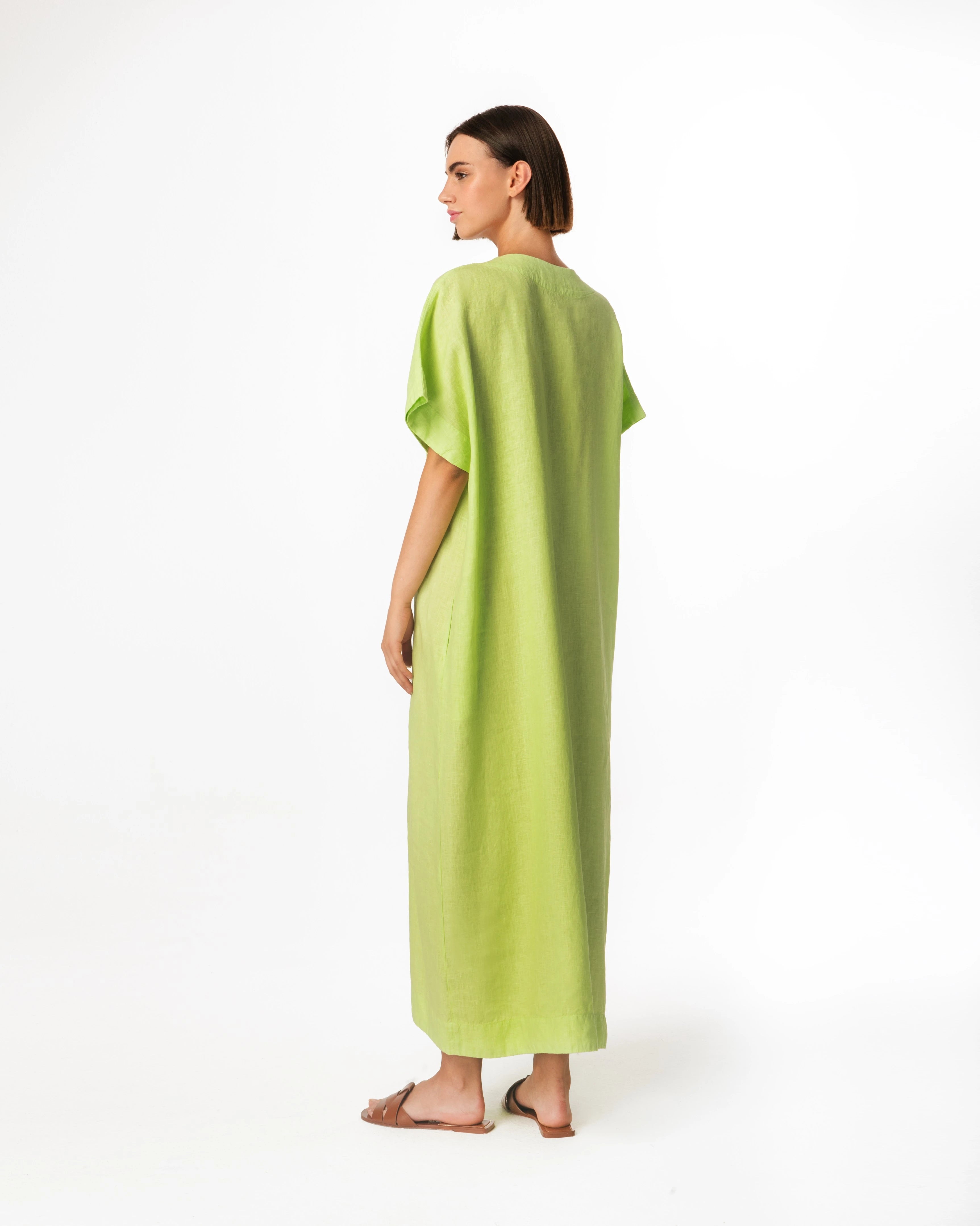 haris cotton linen dress Lurex Striped Linen Dress in crystal by Haris Cotton