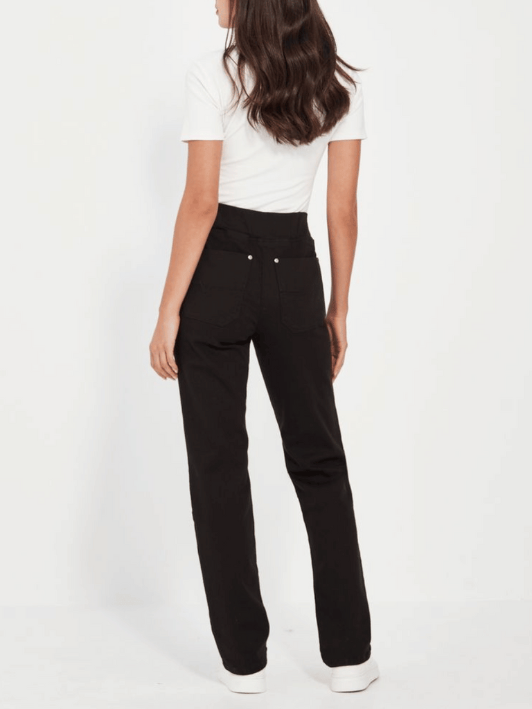 VERGE Straight Leg Stretch Pull On Eva Jean in Black 9206 Verge Stockist Online Australia Signature of Double Bay Mature Fashion Acrobat Flattering