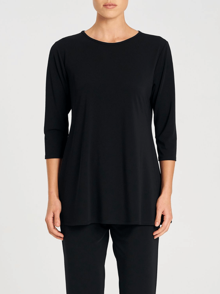 Mela Purdie Powder Knit Flared Top in Black 8857 Mela Purdie Stockist Online Australia Signature of Double Bay Tops Dresses Elegant Clothing