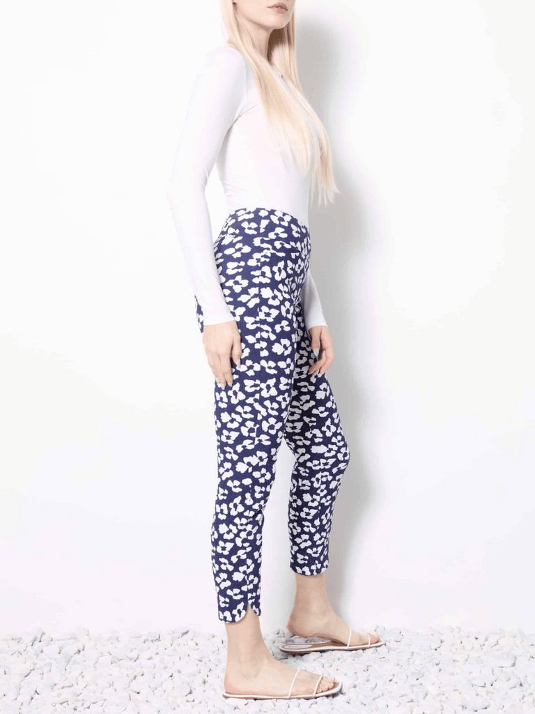 UP! PANTS Tummy Control Petal-Slit Slimming Techno Ankle Pant in Florist Print Up Pants Tummy control stockist online Australia flattering body contouring shaping pants high rise waistband signature of double bay Sydney fashion