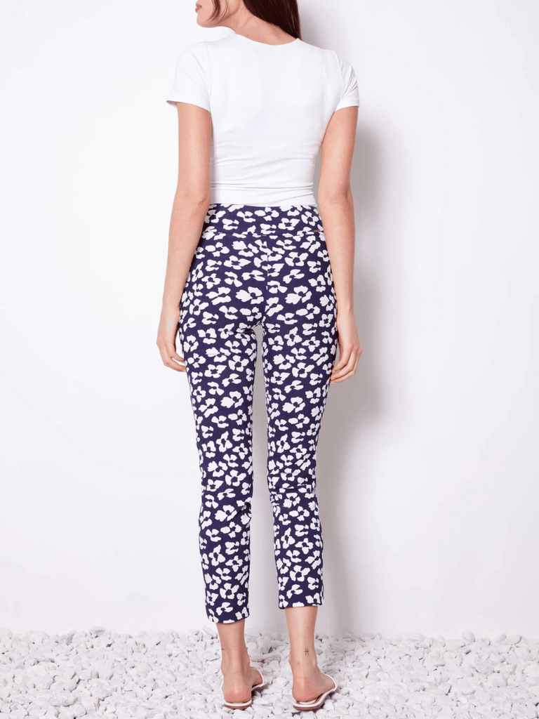 UP! PANTS Tummy Control Petal-Slit Slimming Techno Ankle Pant in Florist Print Up Pants Tummy control stockist online Australia flattering body contouring shaping pants high rise waistband signature of double bay Sydney fashion