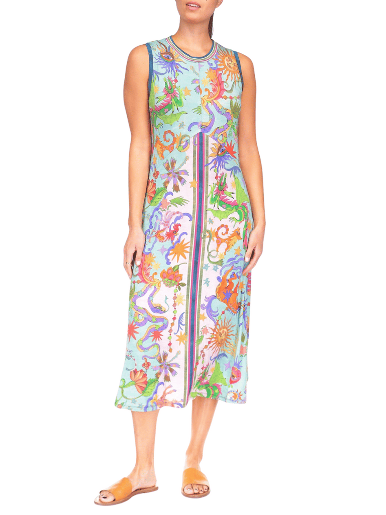 Johnny Was Janie Favourite Sleeveless A-Line Maxi Dress in Kayla Print T38825-5 Shop Johnny Was Stockist Sydney Australia Boho Chic Clothing, Embroidered Dresses, and Unique Tops at Signature of Double Bay