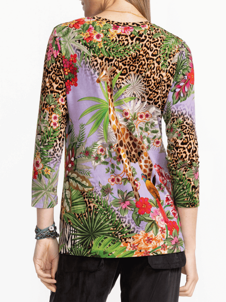 Johnny Was Janie Favorite 3/4 Sleeve Swing Tee in Bellina Print Shop Johnny Was Stockist Sydney Australia Boho Chic Clothing, Embroidered Dresses, and Unique Tops at Signature of Double Bay