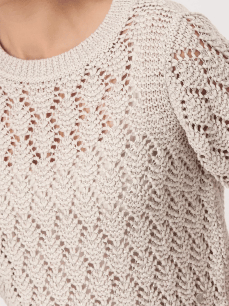 Monari Openwork Ajour Knit Sweater in Beige Discover the Elegant Monari Collection at Signature of Double Bay, Shop Stylish Knitwear, Dresses, and Tops Online from Sydney's Premier Mature Fashion Boutique
