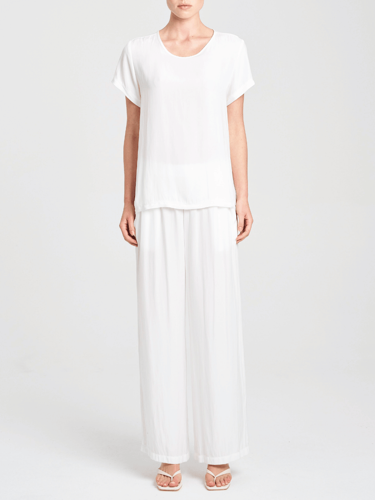 Mela Purdie Maxi Pace Pant in White 1940 Mela Purdie Stockist Online Australia Signature of Double Bay Tops Dresses Elegant Clothing