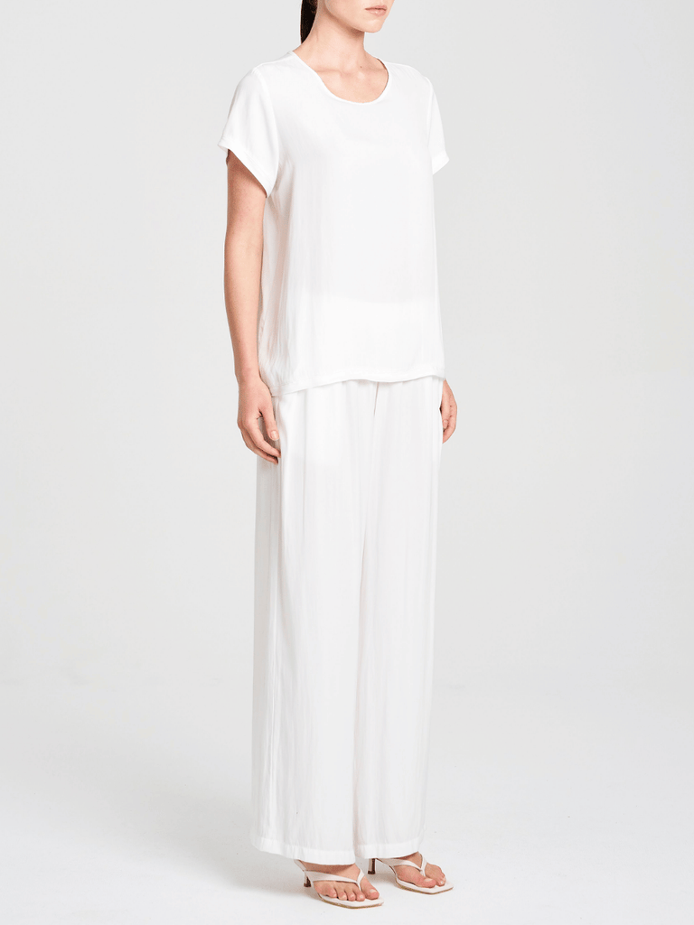 Mela Purdie Maxi Pace Pant in White 1940 Mela Purdie Stockist Online Australia Signature of Double Bay Tops Dresses Elegant Clothing
