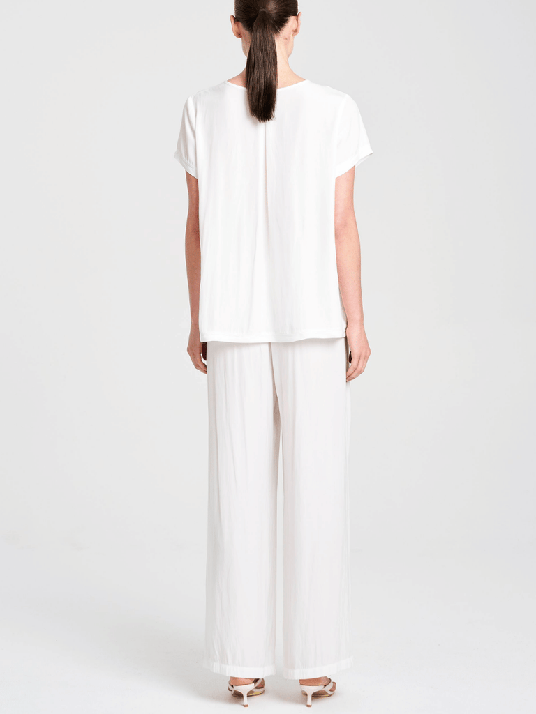 Mela Purdie Maxi Pace Pant in White 1940 Mela Purdie Stockist Online Australia Signature of Double Bay Tops Dresses Elegant Clothing