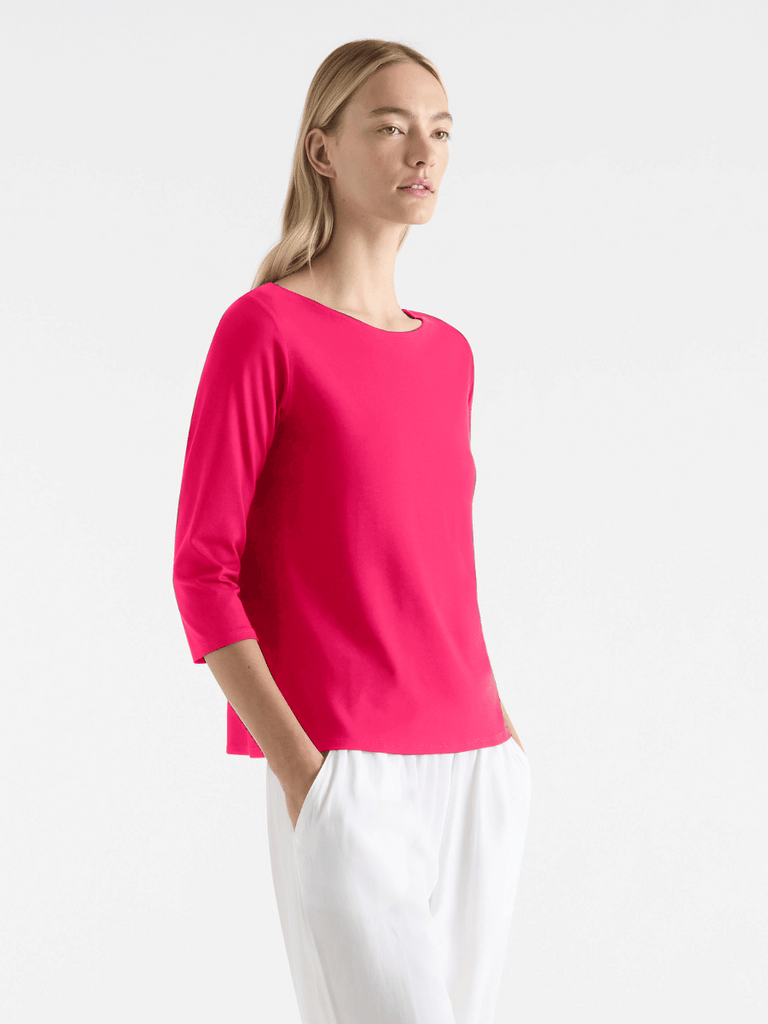 Mela Purdie Relaxed Boat Neck in Cerise Pink 2630 Mela Purdie Stockist Online Australia Signature of Double Bay Tops Dresses Elegant Clothing