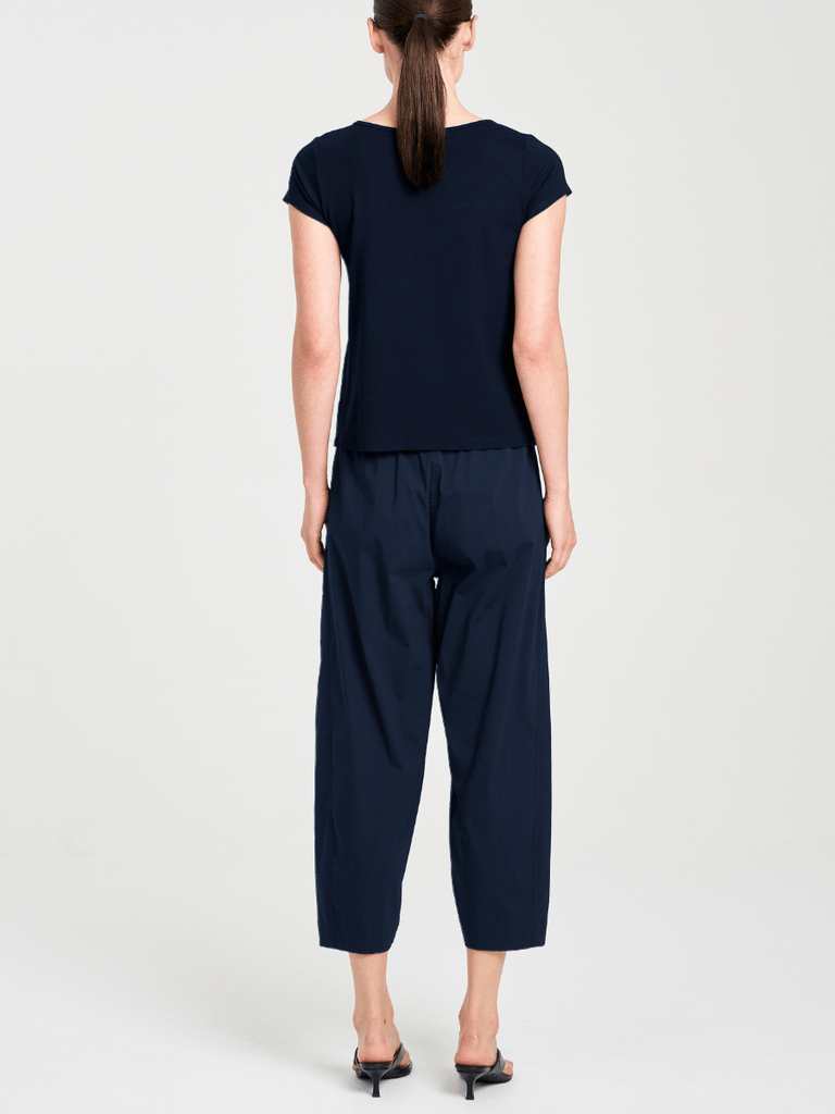 Mela Purdie V Neck Cap Sleeve Cafe T in French Navy 2135 Mela Purdie Stockist Online Australia Signature of Double Bay Tops Dresses Elegant Clothing