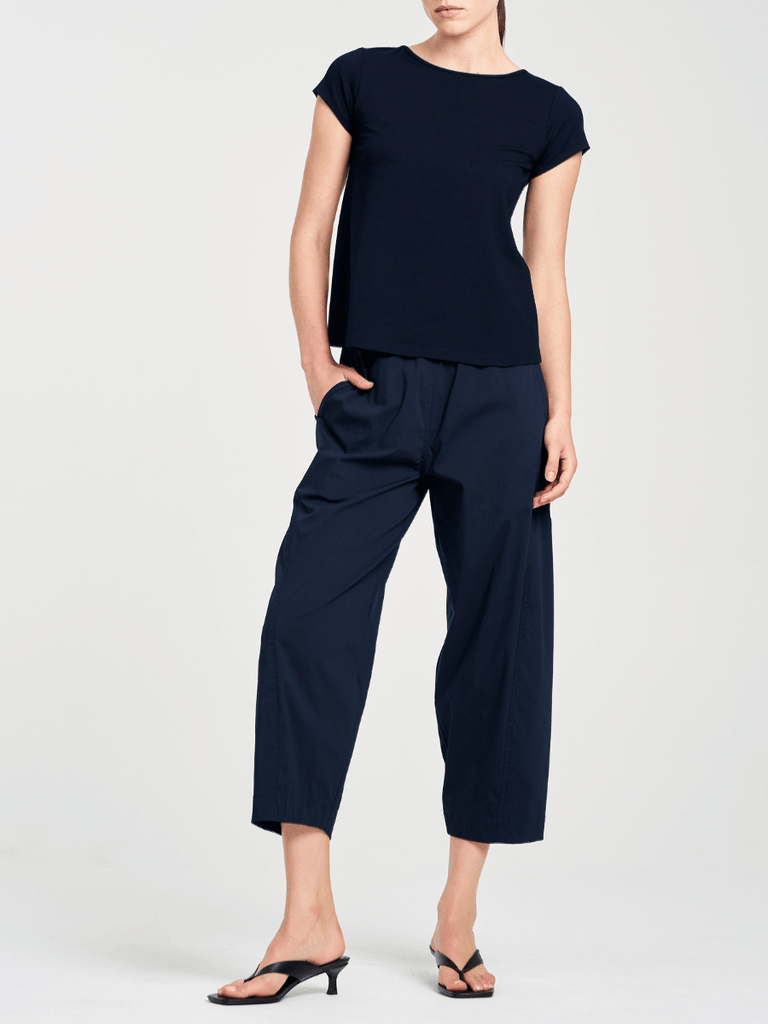 Mela Purdie V Neck Cap Sleeve Cafe T in French Navy 2135 Mela Purdie Stockist Online Australia Signature of Double Bay Tops Dresses Elegant Clothing