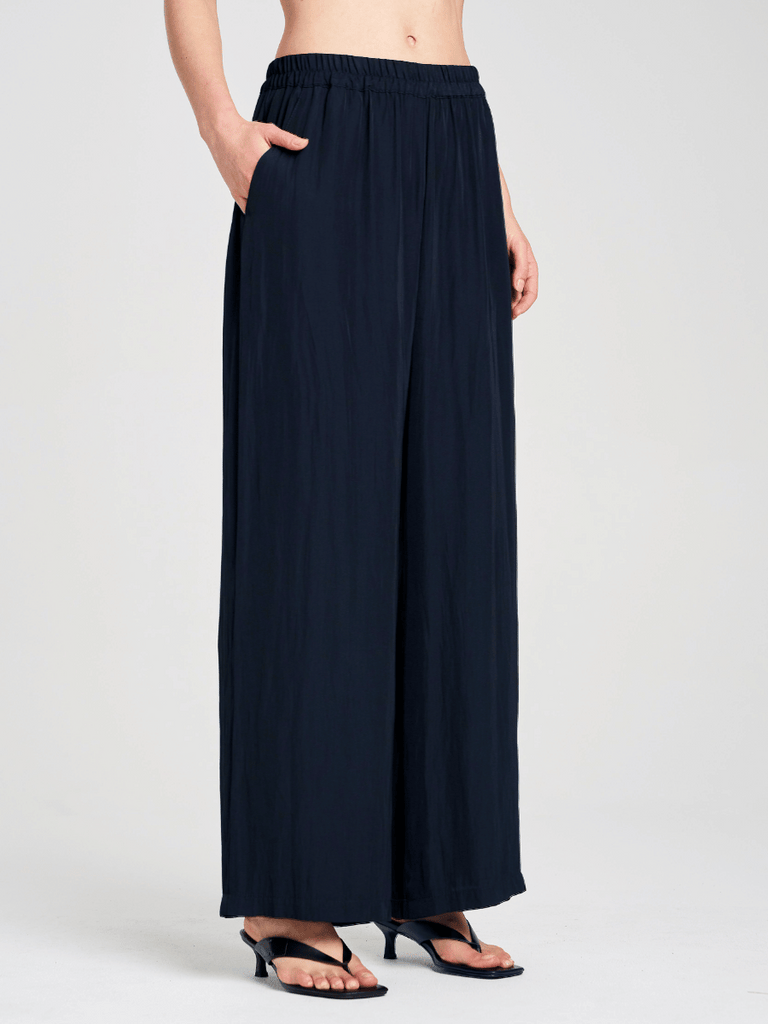 Mela Purdie Maxi Pace Pant in Navy 1940 Mela Purdie Stockist Online Australia Signature of Double Bay Tops Dresses Elegant Clothing