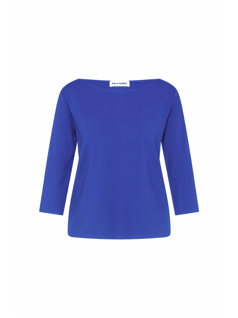 Mela Purdie 3/4 Sleeve Relaxed Boat Neck Top in Cobalt Blue Mela Purdie Stockist Online Australia Signature of Double Bay Tops Dresses Elegant Clothing