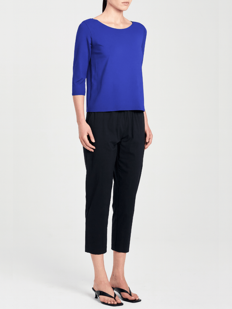 Mela Purdie 3/4 Sleeve Relaxed Boat Neck Top in Cobalt Blue Mela Purdie Stockist Online Australia Signature of Double Bay Tops Dresses Elegant Clothing