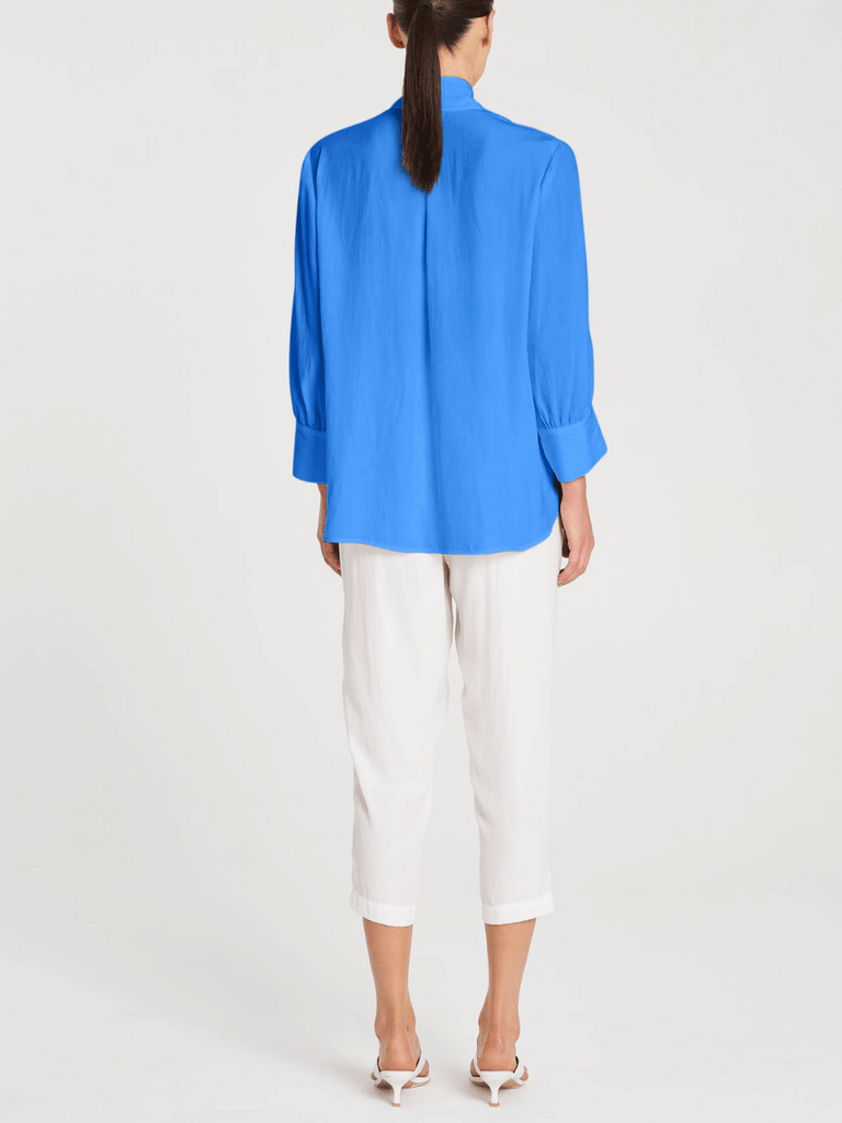 Mela Purdie 3/4 Sleeve Relaxed Fit Resort Shirt in Miami Blue Mela Purdie Stockist Online Australia Signature of Double Bay Tops Dresses Elegant Clothing
