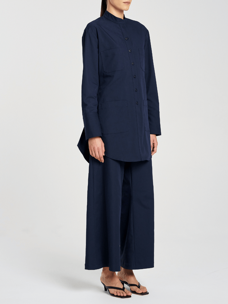Mela Purdie Safari Jacket in Indigo 8781 Mela Purdie Stockist Online Australia Signature of Double Bay Tops Dresses Elegant Clothing