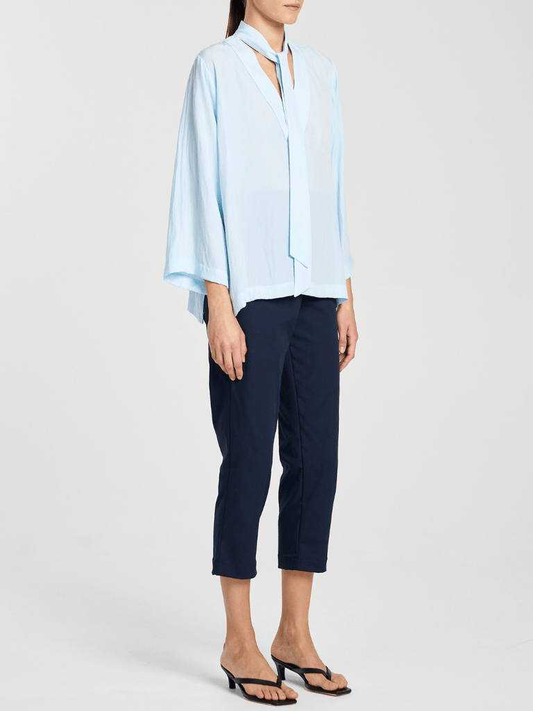 Mela Purdie Tapered Flat Pant in Indigo 1831 Mela Purdie Stockist Online Australia Signature of Double Bay Tops Dresses Elegant Clothing