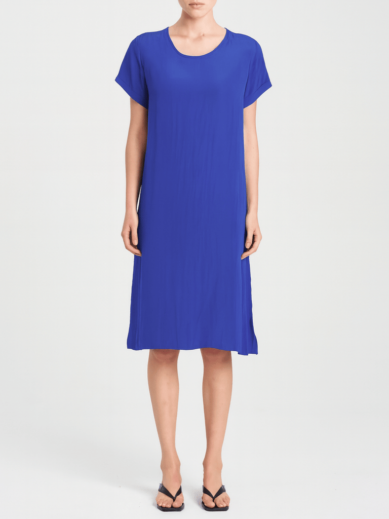 Mela Purdie Short Sleeve Relaxed Fit Transit T Dress in Cobalt Blue Mela Purdie Stockist Online Australia Signature of Double Bay Tops Dresses Elegant Clothing