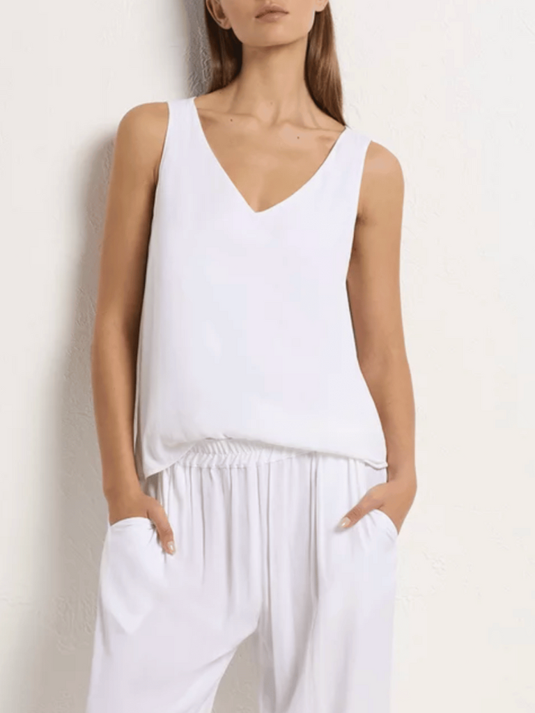 Mela Purdie Stockist Online Australia Audrey Tank in White 2703 Signature of Double Bay Tops Dresses Elegant Clothing